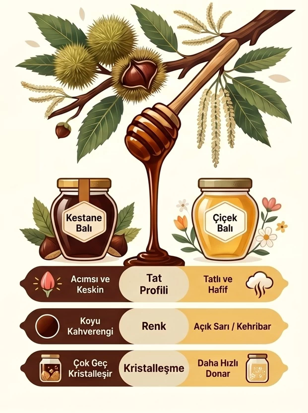 Kestane balı ile çiçek balı karşılaştırması